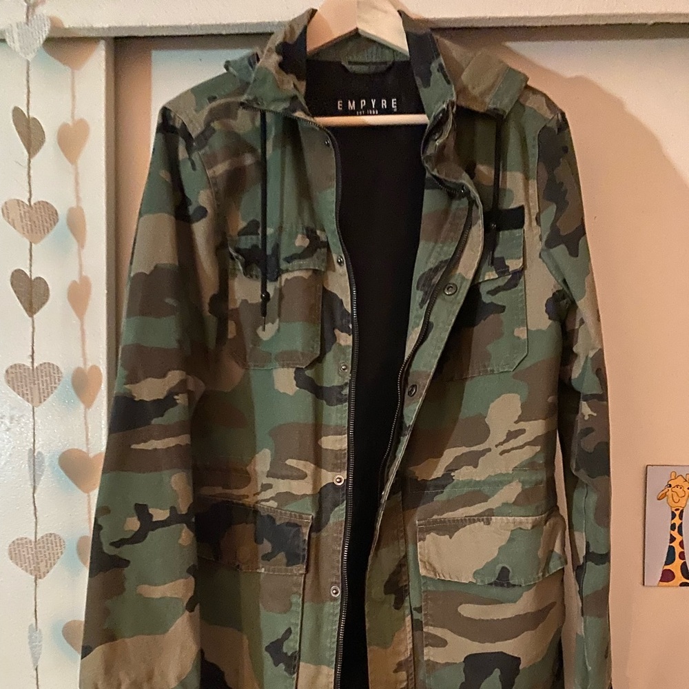 Moss Camo Print Jacket With Pockets